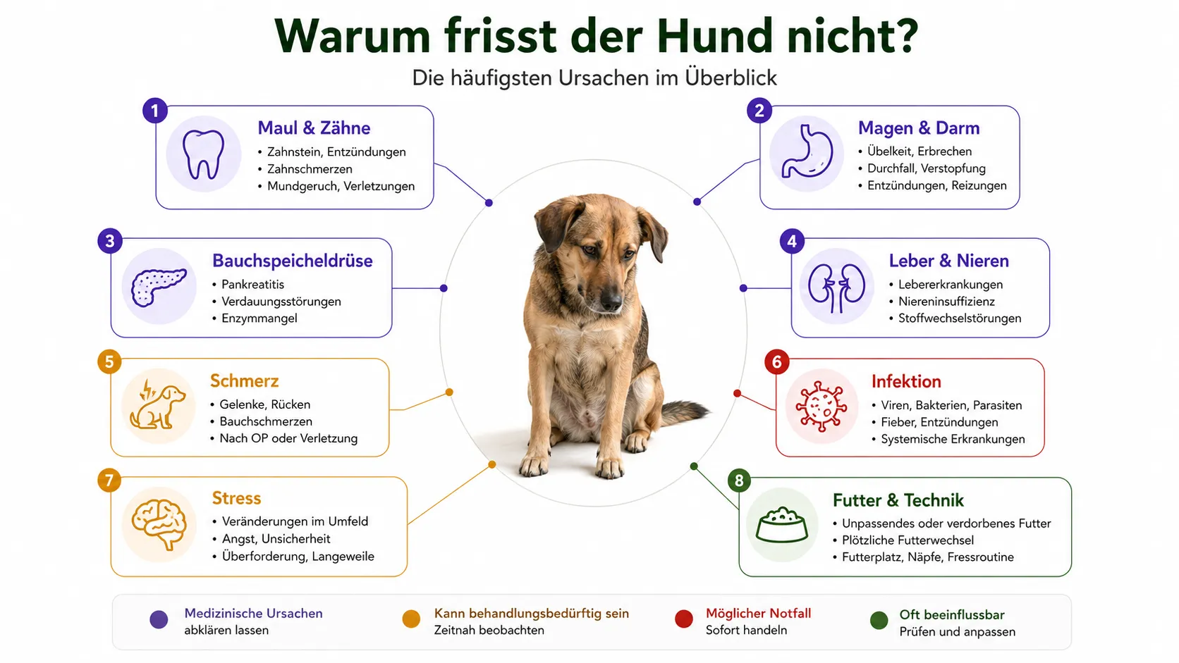 Ursachenübersicht für Futterverweigerung bei Hunden
