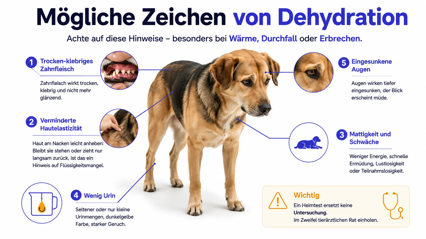 Hinweise auf Dehydration beim Hund