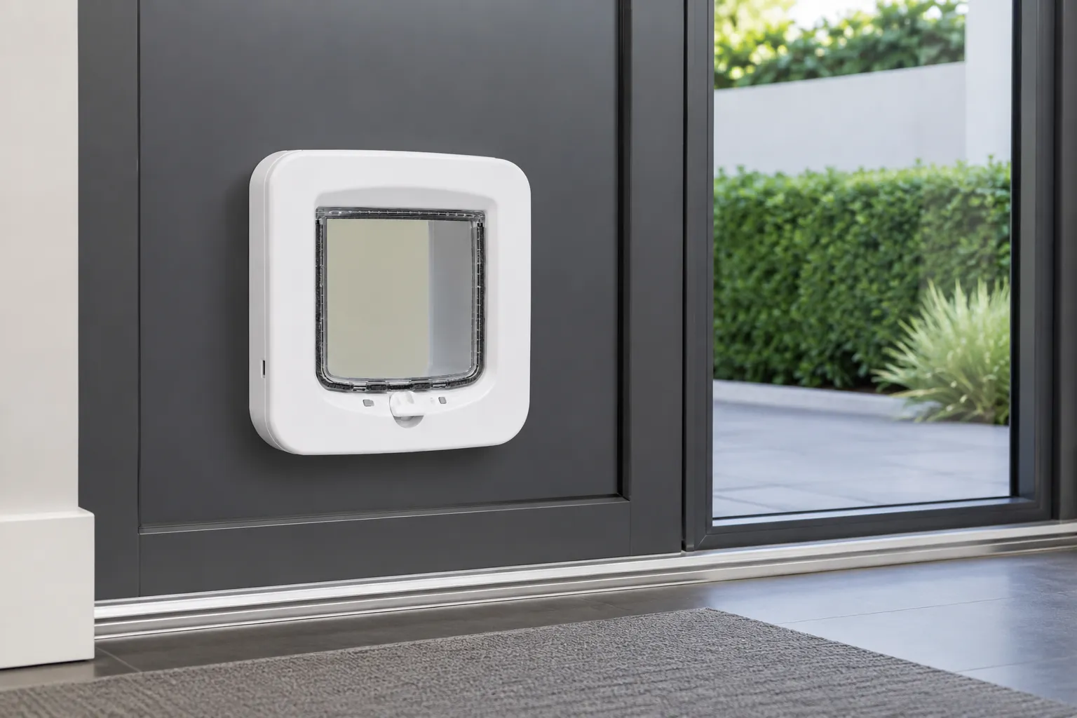 PetSafe Mikrochip Katzenklappe eingebaut in eine moderne Haustür
