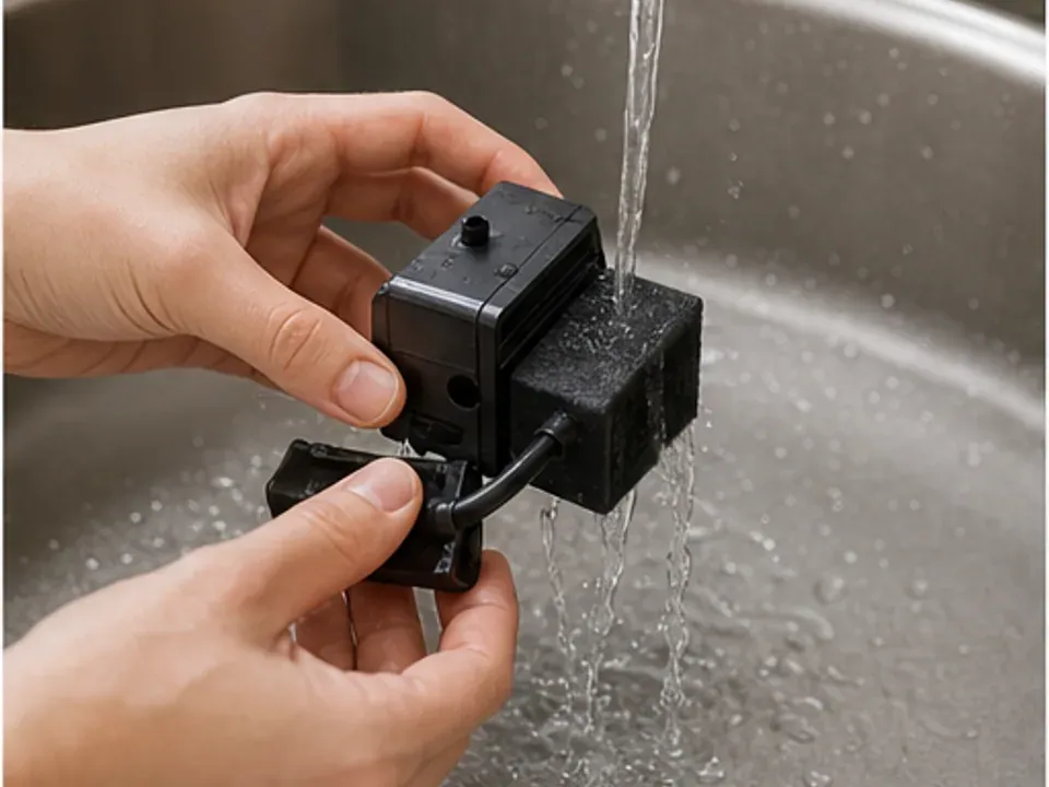 Edelstahl-Trinkfläche, Filter und Pumpeneinheit des oneisall PW14