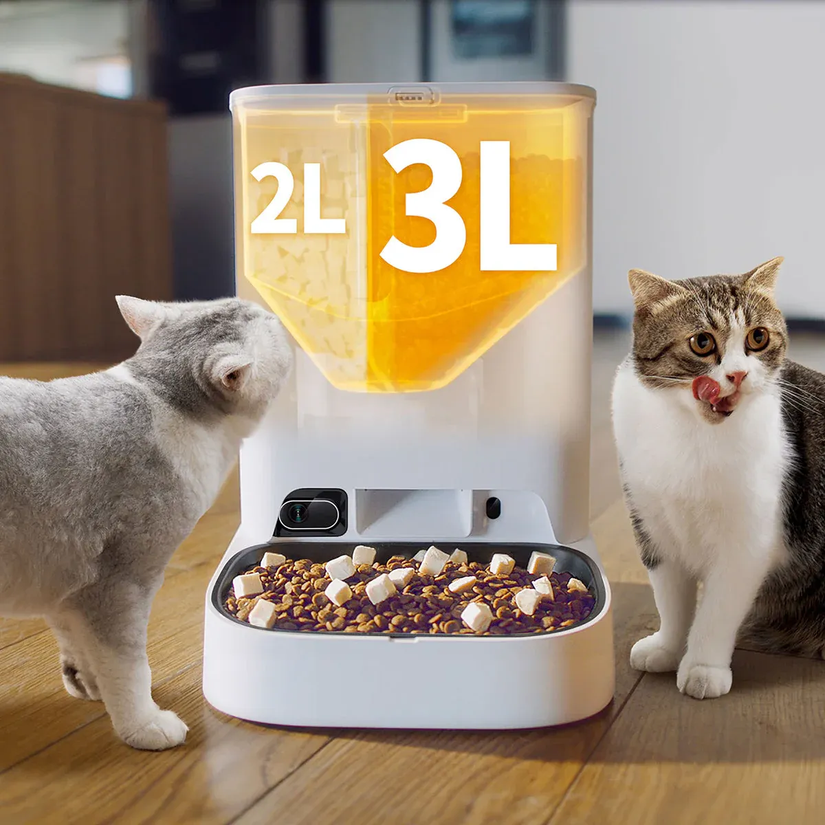 1080p-Kamera und Edelstahl-Napf des PETKIT YumShare Dual-Hopper 2