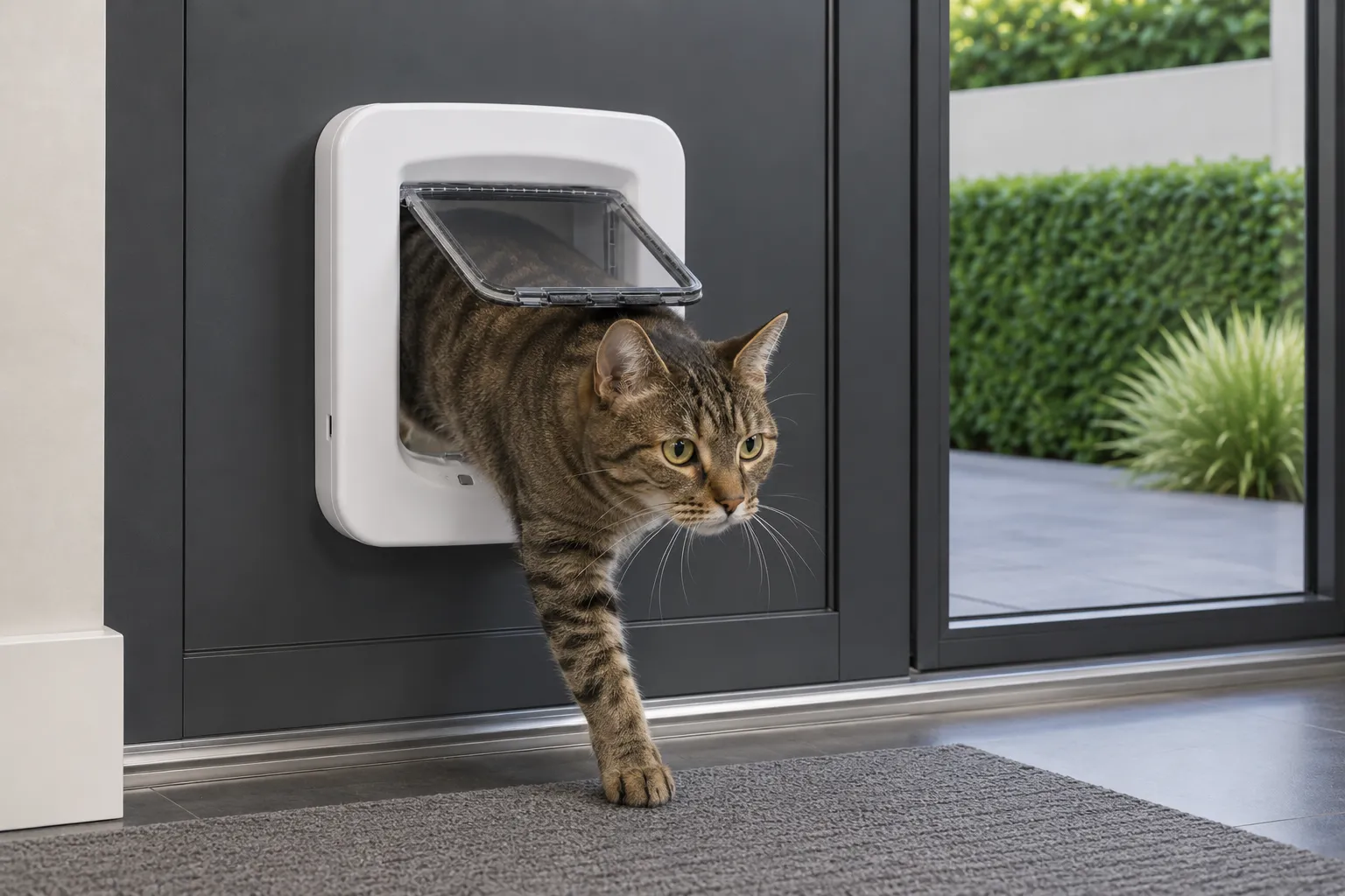 Katze nutzt die PetSafe Mikrochip Katzenklappe
