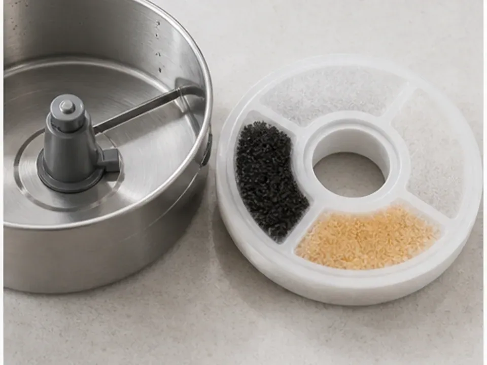 Pumpe und Filter des oneisall 2,2L Cordless Cat Fountain