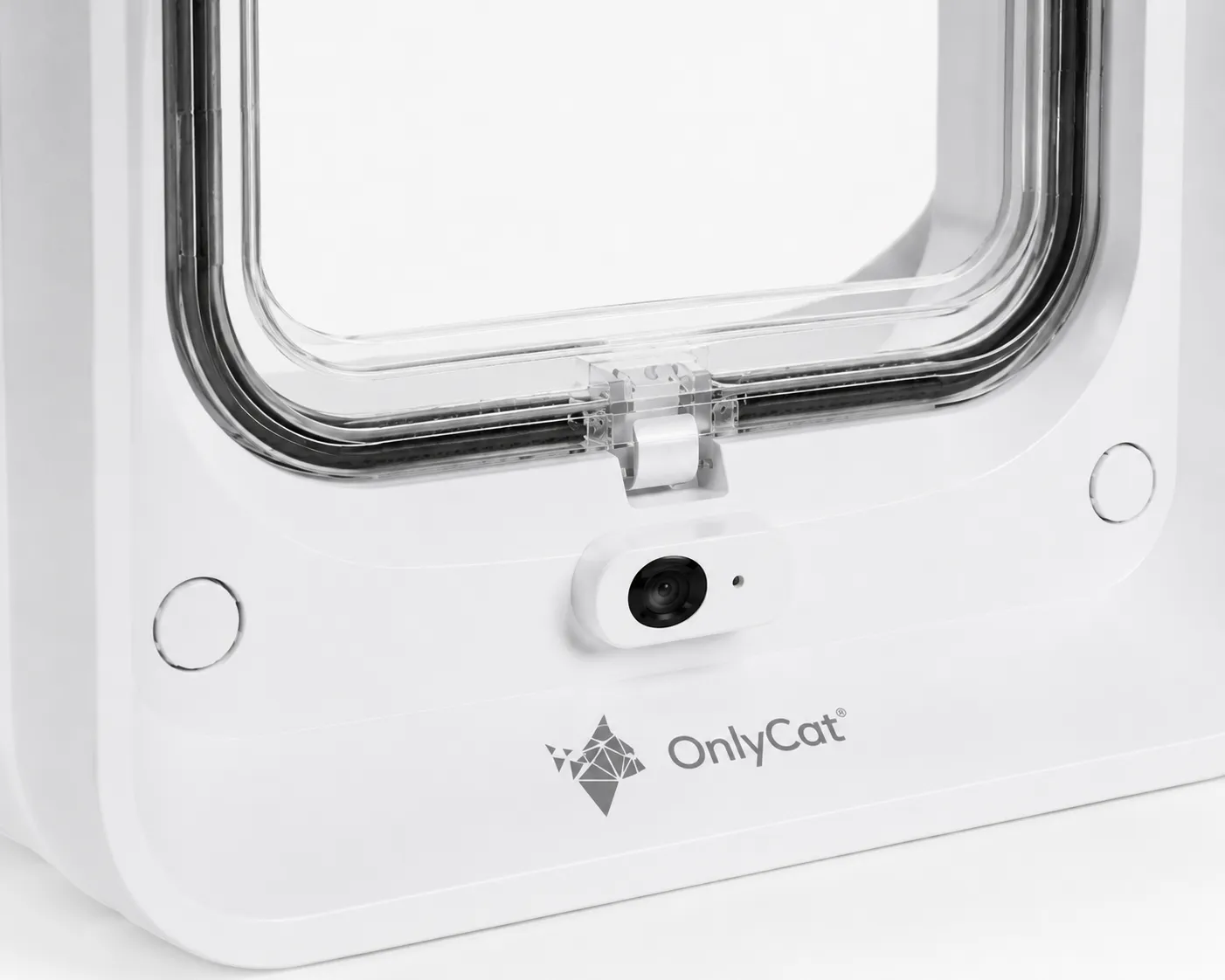 Kamera und Klappenmechanik der OnlyCat Mikrochip Katzenklappe