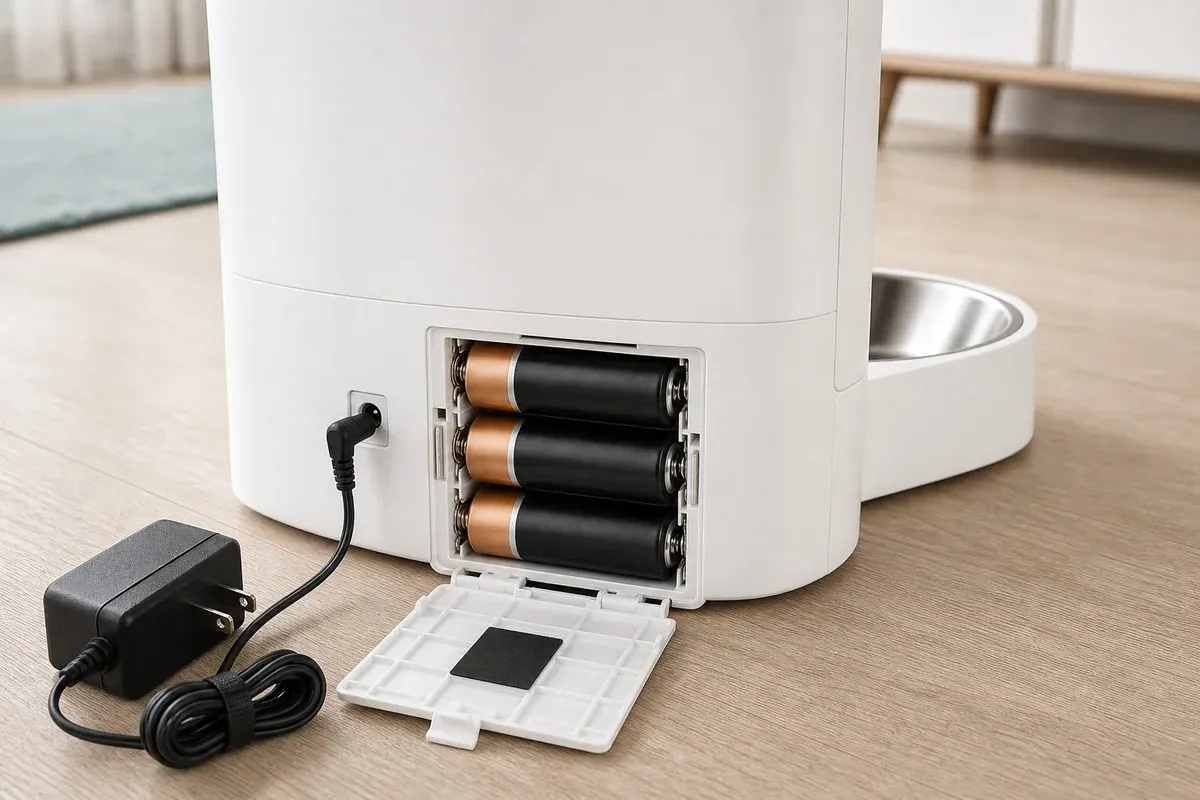 Netzanschluss und Batteriefach des WOPET Patrol F07 Pro