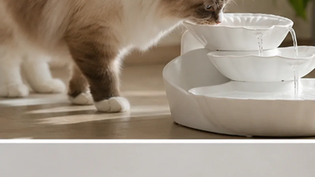 Cat Mate Shell Pet Fountain in redaktioneller Visualisierung
