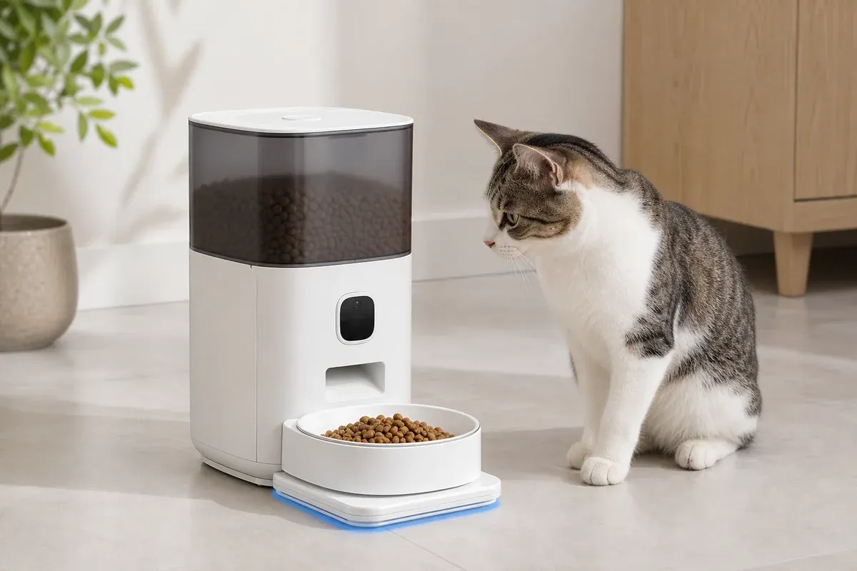 PawSync Smart Pet Feeder in redaktioneller Produktdarstellung