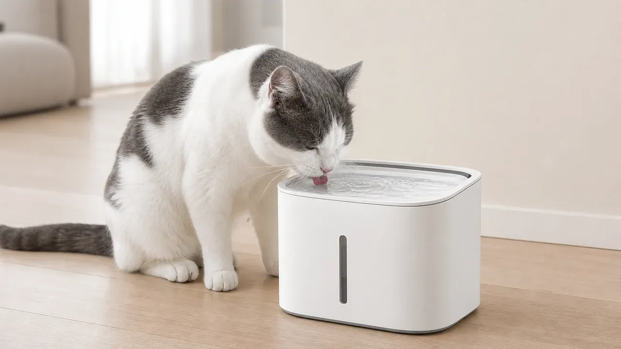 Xiaomi Smart Pet Fountain 2 in redaktioneller Produktvisualisierung