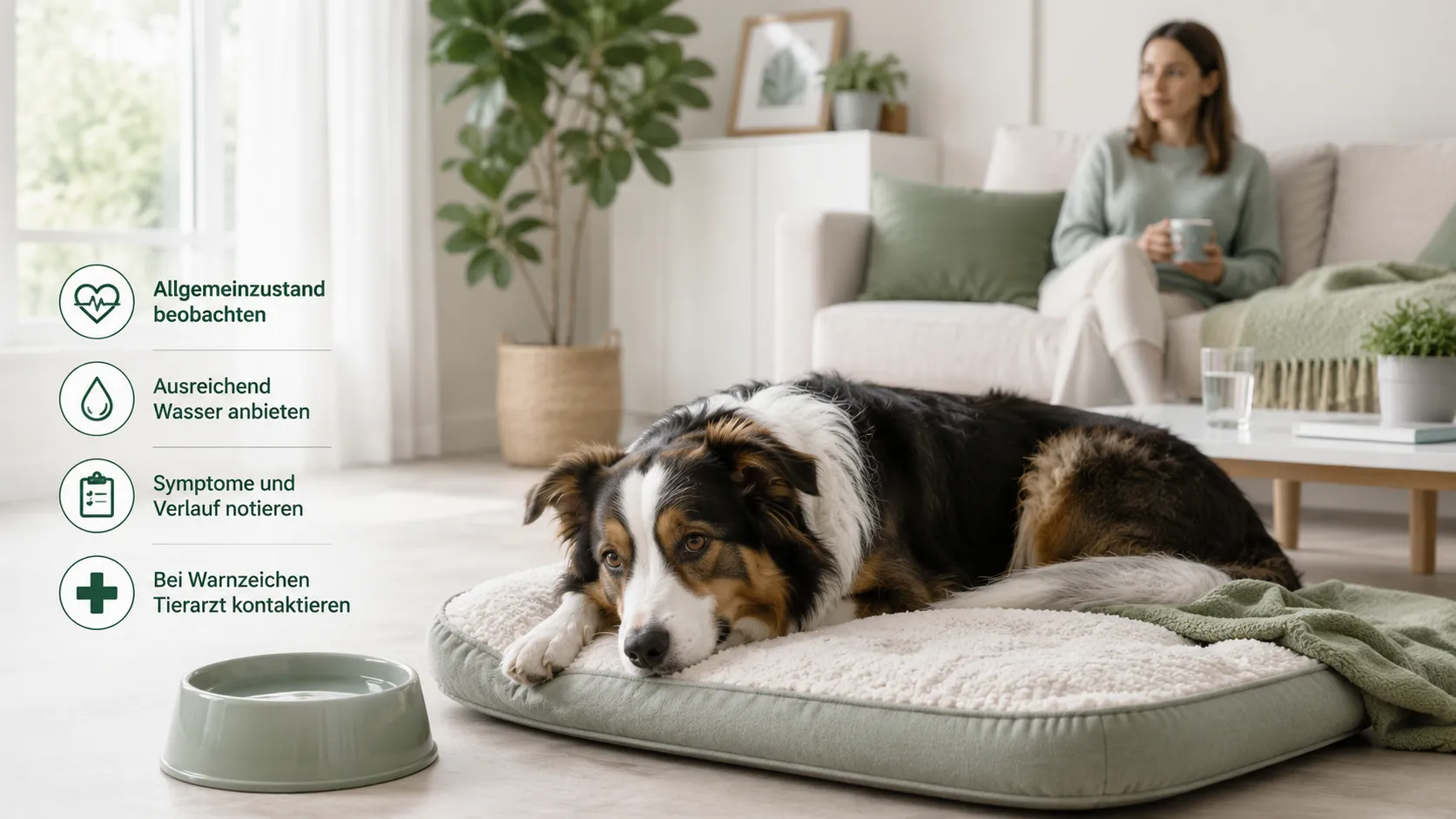 Hund nach einem Durchfallereignis