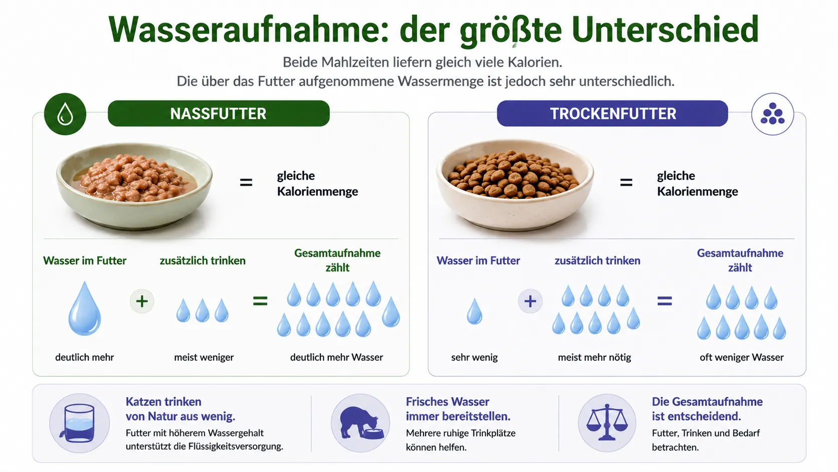 Vergleich der über das Futter aufgenommenen Wassermenge
