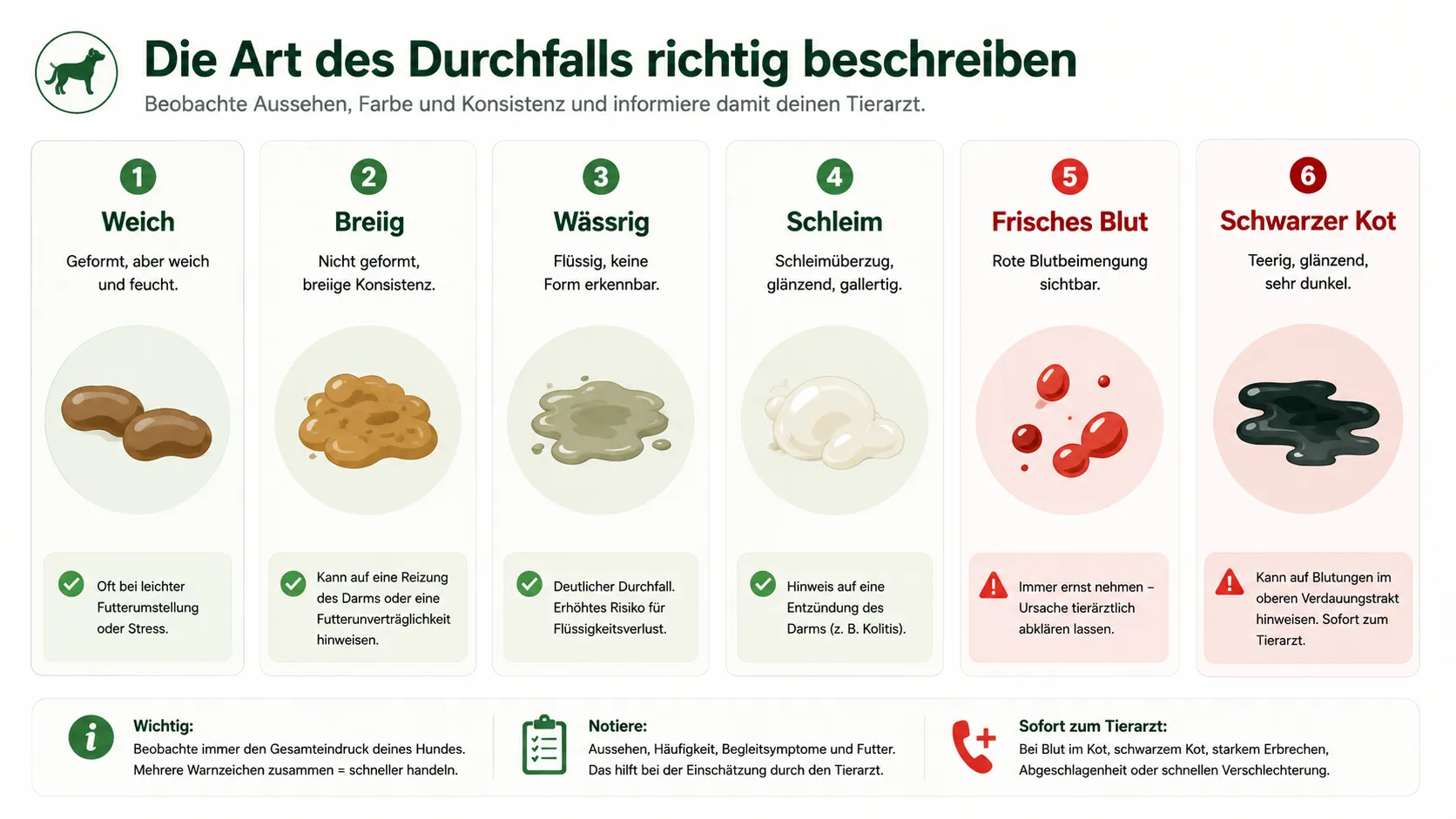 Kotmerkmale bei Durchfall