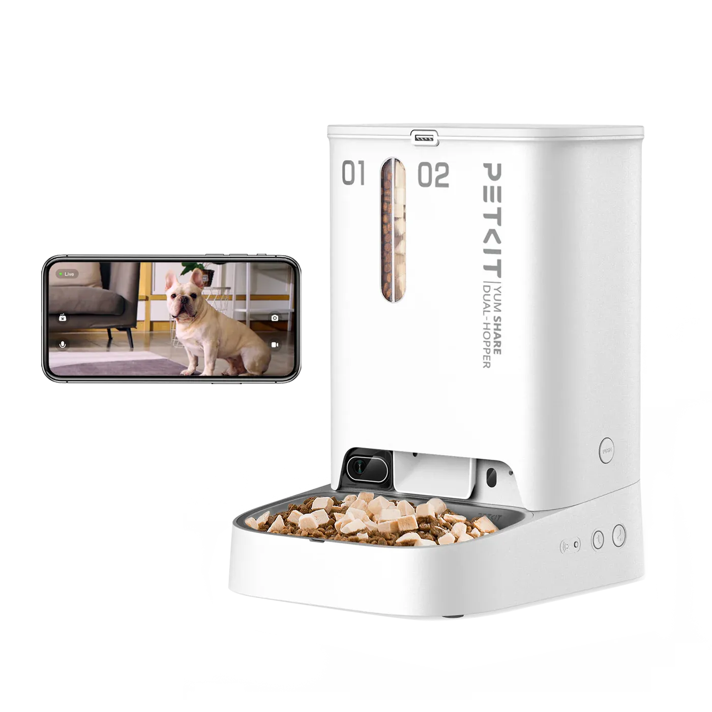 PETKIT YumShare Dual-Hopper 2 P592 mit zwei Vorratskammern, Kamera und Edelstahl-Napf
